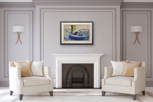 PAUL DELVAUX 1897 1994 BELGIAN LA BELLE ANNA LA PORT DE CANNES 1930 FRAMED WATERCOLOUR PAINTING OF THE CTE D'AZUR ON THE FRENCH RIVIERA - ADDITIONAL PHOTO 10