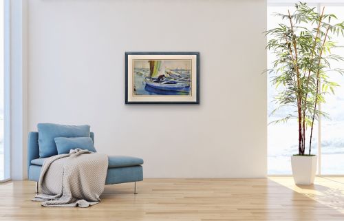 PAUL DELVAUX 1897 1994 BELGIAN LA BELLE ANNA LA PORT DE CANNES 1930 FRAMED WATERCOLOUR PAINTING OF THE CTE D'AZUR ON THE FRENCH RIVIERA - ADDITIONAL PHOTO 11