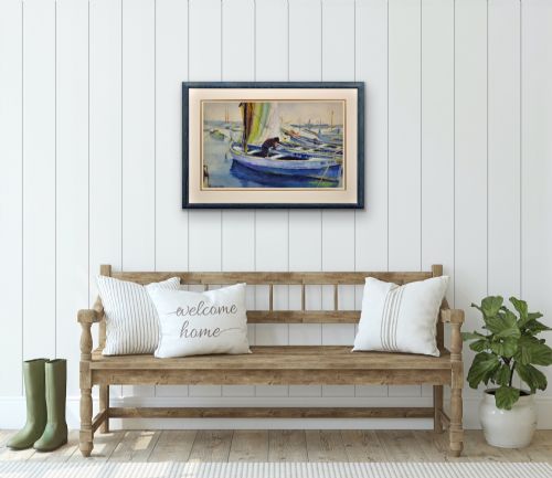 PAUL DELVAUX 1897 1994 BELGIAN LA BELLE ANNA LA PORT DE CANNES 1930 FRAMED WATERCOLOUR PAINTING OF THE CTE D'AZUR ON THE FRENCH RIVIERA - ADDITIONAL PHOTO 17