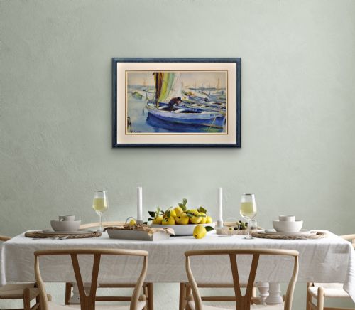 PAUL DELVAUX 1897 1994 BELGIAN LA BELLE ANNA LA PORT DE CANNES 1930 FRAMED WATERCOLOUR PAINTING OF THE CTE D'AZUR ON THE FRENCH RIVIERA - ADDITIONAL PHOTO 20