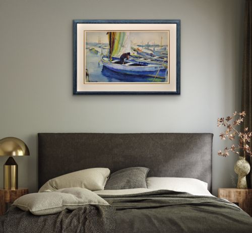 PAUL DELVAUX 1897 1994 BELGIAN LA BELLE ANNA LA PORT DE CANNES 1930 FRAMED WATERCOLOUR PAINTING OF THE CTE D'AZUR ON THE FRENCH RIVIERA - ADDITIONAL PHOTO 29