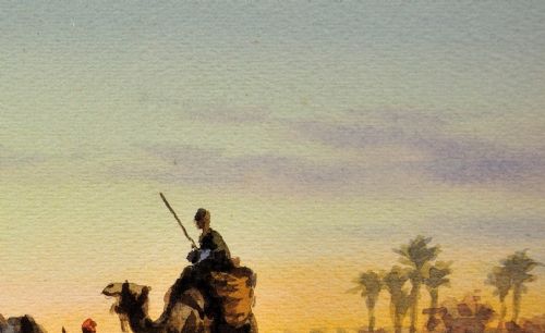 EDWIN LORD WEEKS 1849 1903 EGYPTIAN BUFFALO AND FARMERS EGYPT FRAMED AMERICAN ORIENTALIST WATERCOLOUR PAINTING - ADDITIONAL PHOTO 6
