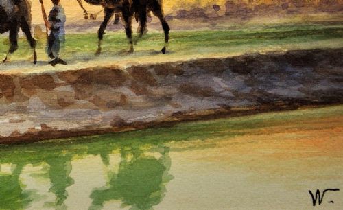 EDWIN LORD WEEKS 1849 1903 EGYPTIAN BUFFALO AND FARMERS EGYPT FRAMED AMERICAN ORIENTALIST WATERCOLOUR PAINTING - ADDITIONAL PHOTO 8
