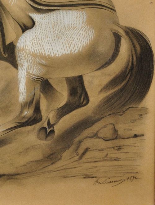 FRENCH 19ME SICLE ORIENTALISM LES MILLE ET UNE NUITS ONE THOUSAND AND ONE NIGHTS 1892 ORIENTALIST HEIGHTENED CHARCOAL DRAWING - ADDITIONAL PHOTO 9