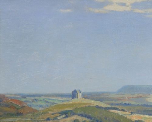 JOSEPH EDWARD HENNAH 18971963 CHESIL BEACH AND PORTLAND FROM ABBOTSBURY HILL DORSET FRAMED OIL PAINTING - ADDITIONAL PHOTO 6