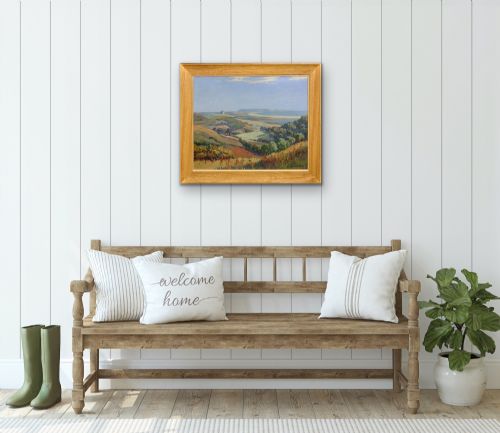 JOSEPH EDWARD HENNAH 18971963 CHESIL BEACH AND PORTLAND FROM ABBOTSBURY HILL DORSET FRAMED OIL PAINTING - ADDITIONAL PHOTO 24
