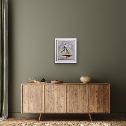 ELISABETH BARDON 1892 1984 FRENCH OCEAN GYPSY ELEGANT SAILING YACHT FRAMED 1930S MARINE IMPASTO OIL PAINTING - ADDITIONAL PHOTO 28
