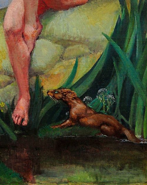 MARGARET MAITLAND HOWARD 1898 1983 ENGLISH PAN GOD OF NATURE PLAYING PANPIPES FRAMED MYTHOLOGICAL 1930S OIL PAINTING NUDE ANIMALS - ADDITIONAL PHOTO 7