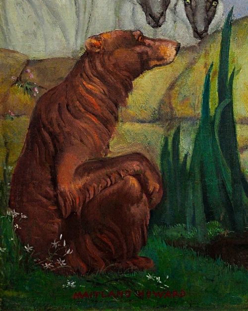 MARGARET MAITLAND HOWARD 1898 1983 ENGLISH PAN GOD OF NATURE PLAYING PANPIPES FRAMED MYTHOLOGICAL 1930S OIL PAINTING NUDE ANIMALS - ADDITIONAL PHOTO 8