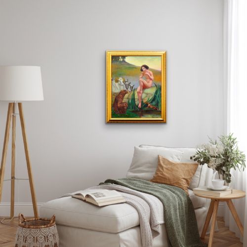 MARGARET MAITLAND HOWARD 1898 1983 ENGLISH PAN GOD OF NATURE PLAYING PANPIPES FRAMED MYTHOLOGICAL 1930S OIL PAINTING NUDE ANIMALS - ADDITIONAL PHOTO 21