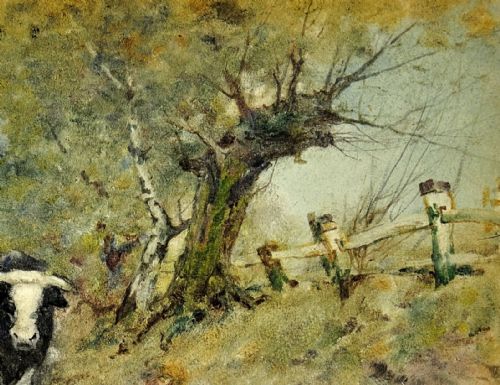 OSWALD GARSIDE 1879 1942 BEASTS OF BURDEN FRAMED 1904 EDWARDIAN WATERCOLOUR PAINTING OF BULLS PLOUGHING IN THE FIELDS - ADDITIONAL PHOTO 6