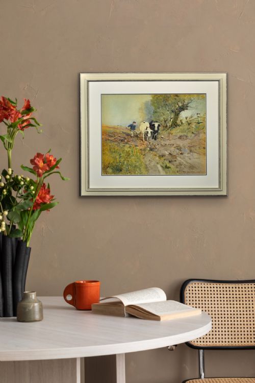 OSWALD GARSIDE 1879 1942 BEASTS OF BURDEN FRAMED 1904 EDWARDIAN WATERCOLOUR PAINTING OF BULLS PLOUGHING IN THE FIELDS - ADDITIONAL PHOTO 20