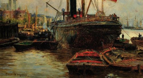 CHARLES WILLIAM WYLLIE 1853 1923 THE UPPER POOL RIVER THAMES LONDON 1880S FRAMED OIL PAINTING TOWER OF LONDON SOUTHWARK BILLINGSGATE - ADDITIONAL PHOTO 8