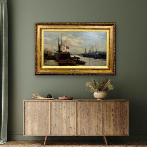 CHARLES WILLIAM WYLLIE 1853 1923 THE UPPER POOL RIVER THAMES LONDON 1880S FRAMED OIL PAINTING TOWER OF LONDON SOUTHWARK BILLINGSGATE - ADDITIONAL PHOTO 11