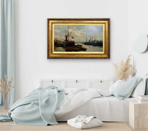 CHARLES WILLIAM WYLLIE 1853 1923 THE UPPER POOL RIVER THAMES LONDON 1880S FRAMED OIL PAINTING TOWER OF LONDON SOUTHWARK BILLINGSGATE - ADDITIONAL PHOTO 17