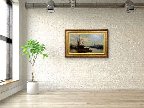 CHARLES WILLIAM WYLLIE 1853 1923 THE UPPER POOL RIVER THAMES LONDON 1880S FRAMED OIL PAINTING TOWER OF LONDON SOUTHWARK BILLINGSGATE - ADDITIONAL PHOTO 18