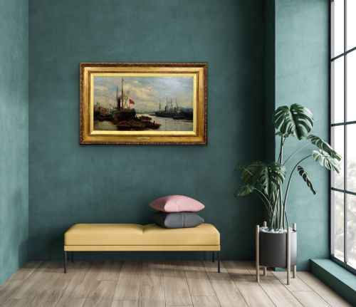 CHARLES WILLIAM WYLLIE 1853 1923 THE UPPER POOL RIVER THAMES LONDON 1880S FRAMED OIL PAINTING TOWER OF LONDON SOUTHWARK BILLINGSGATE - ADDITIONAL PHOTO 24