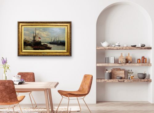CHARLES WILLIAM WYLLIE 1853 1923 THE UPPER POOL RIVER THAMES LONDON 1880S FRAMED OIL PAINTING TOWER OF LONDON SOUTHWARK BILLINGSGATE - ADDITIONAL PHOTO 26