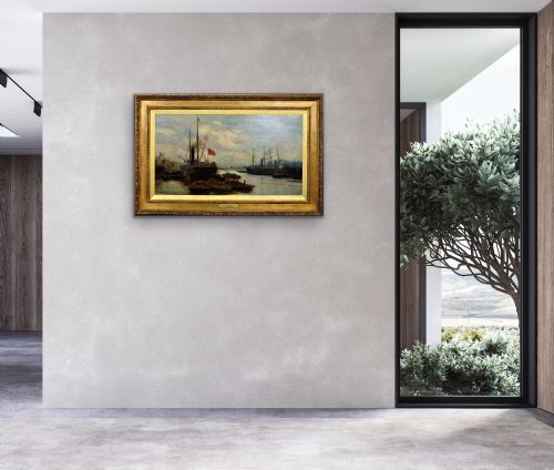 CHARLES WILLIAM WYLLIE 1853 1923 THE UPPER POOL RIVER THAMES LONDON 1880S FRAMED OIL PAINTING TOWER OF LONDON SOUTHWARK BILLINGSGATE - ADDITIONAL PHOTO 28