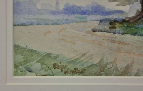 EDGAR WOOLLATT 1871 1931 ROMANY GYPSY CARAVAN AT THE ROUND HOUSE CLIFTON LANE WILFORD NOTTINGHAM FRAMED WATERCOLOUR PAINTING CIRCA 1910 - ADDITIONAL PHOTO 2