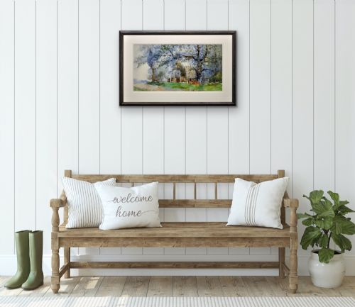 EDGAR WOOLLATT 1871 1931 ROMANY GYPSY CARAVAN AT THE ROUND HOUSE CLIFTON LANE WILFORD NOTTINGHAM FRAMED WATERCOLOUR PAINTING CIRCA 1910 - ADDITIONAL PHOTO 10