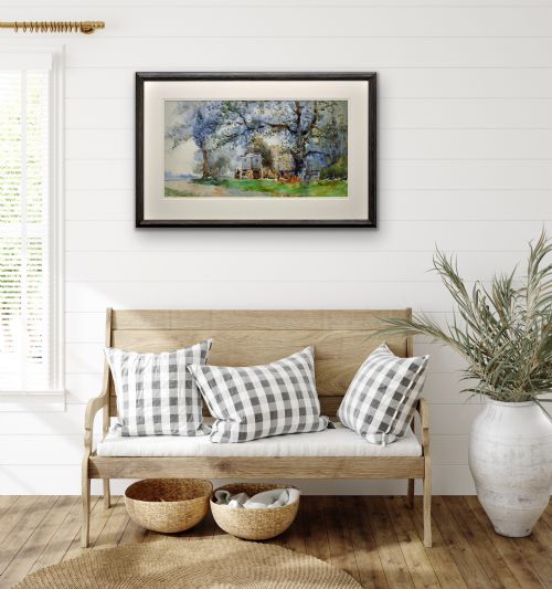 EDGAR WOOLLATT 1871 1931 ROMANY GYPSY CARAVAN AT THE ROUND HOUSE CLIFTON LANE WILFORD NOTTINGHAM FRAMED WATERCOLOUR PAINTING CIRCA 1910 - ADDITIONAL PHOTO 13