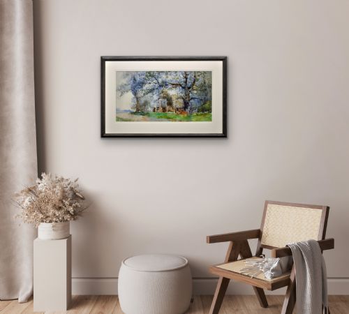EDGAR WOOLLATT 1871 1931 ROMANY GYPSY CARAVAN AT THE ROUND HOUSE CLIFTON LANE WILFORD NOTTINGHAM FRAMED WATERCOLOUR PAINTING CIRCA 1910 - ADDITIONAL PHOTO 15
