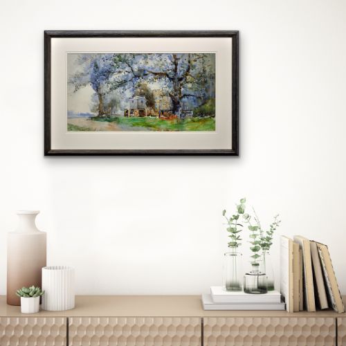 EDGAR WOOLLATT 1871 1931 ROMANY GYPSY CARAVAN AT THE ROUND HOUSE CLIFTON LANE WILFORD NOTTINGHAM FRAMED WATERCOLOUR PAINTING CIRCA 1910 - ADDITIONAL PHOTO 17