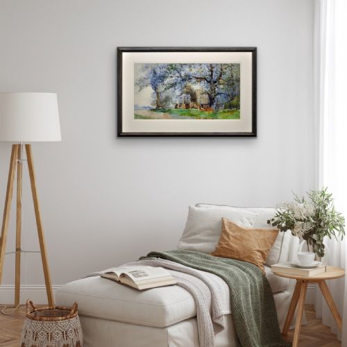 EDGAR WOOLLATT 1871 1931 ROMANY GYPSY CARAVAN AT THE ROUND HOUSE CLIFTON LANE WILFORD NOTTINGHAM FRAMED WATERCOLOUR PAINTING CIRCA 1910 - ADDITIONAL PHOTO 20