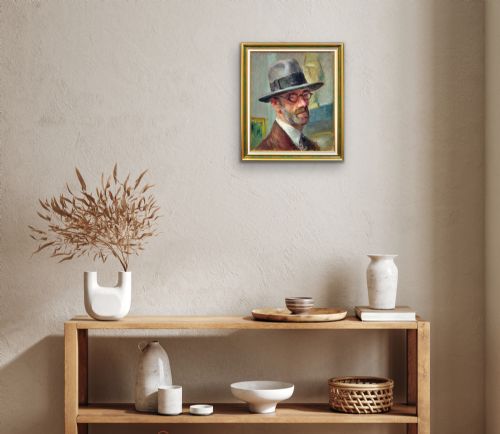 EDOUARD JULIEN 1883 1966 FRENCH SELF PORTRAIT OF BY THE CURATOR OF THE TOULOUSELAUTREC MUSEUM ALBI FRANCE 1932 FRAMED OIL ON PANEL - ADDITIONAL PHOTO 24