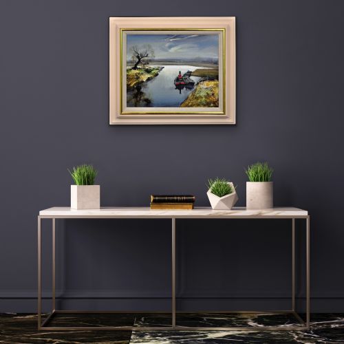 ROWLAND HILDER 1905 1993 RIVER BURE NORFOLK EAST ANGLIA 1950S FRAMED OIL PAINTING OF THE NORFOLK BROADS LANDSCAPE - ADDITIONAL PHOTO 10