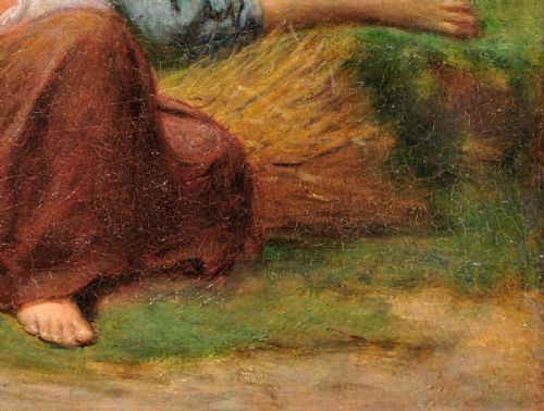CHARLES ZACHARIE LANDELLE 1821 1908 FRENCH I ASK YOU FOR A CARESS AND YOU TICKLE ME FRAMED 1860S ROMANTIC FRENCH OIL PAINTING - ADDITIONAL PHOTO 7