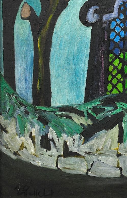 JOAN GILLCHREST 1918 2008 CORNISH ARTIST CHURCH AND CHURCHYARD FRAMED MID 20TH CENTURY OIL PAINTING AN EARLY CAREER WORK - ADDITIONAL PHOTO 7