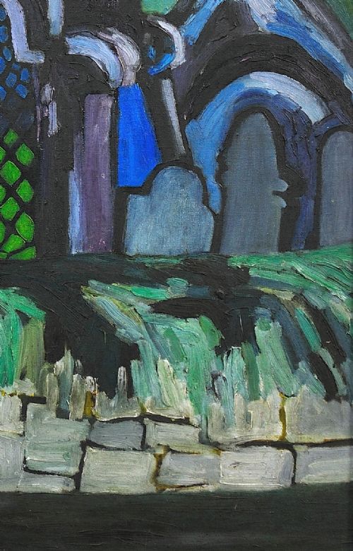JOAN GILLCHREST 1918 2008 CORNISH ARTIST CHURCH AND CHURCHYARD FRAMED MID 20TH CENTURY OIL PAINTING AN EARLY CAREER WORK - ADDITIONAL PHOTO 8