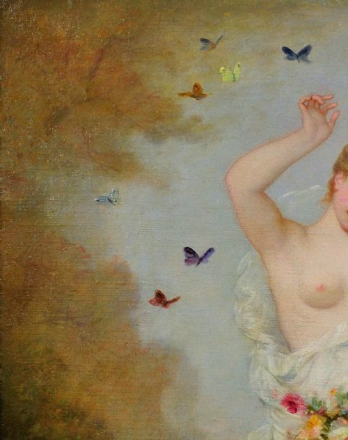 ANDR CHARLES VOILLEMOT 1822 1893 FRAMED 1860S FRENCH ACADEMIC STYLE OIL PAINTING WITH ROMANTIC MYTHOLOGICAL THEMES - ADDITIONAL PHOTO 6