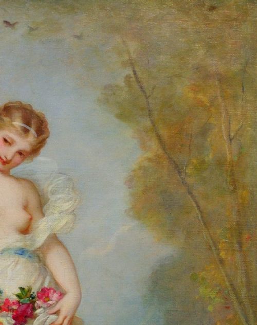 ANDR CHARLES VOILLEMOT 1822 1893 FRAMED 1860S FRENCH ACADEMIC STYLE OIL PAINTING WITH ROMANTIC MYTHOLOGICAL THEMES - ADDITIONAL PHOTO 8