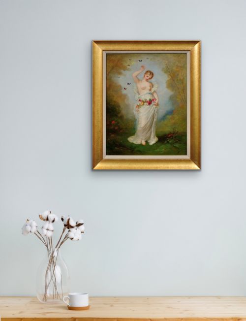 ANDR CHARLES VOILLEMOT 1822 1893 FRAMED 1860S FRENCH ACADEMIC STYLE OIL PAINTING WITH ROMANTIC MYTHOLOGICAL THEMES - ADDITIONAL PHOTO 20