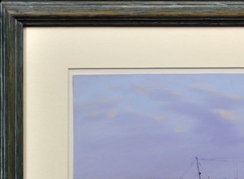 VINCENZO DESPOSITO 1886 1946 HMS NAIRANA ROYAL NAVY SEAPLANE CARRIER TASMANIA MELBOURNE FERRY FRAMED PAINTING OF FLEET AIR ARM AUSTRALIAN INTEREST - ADDITIONAL PHOTO 4