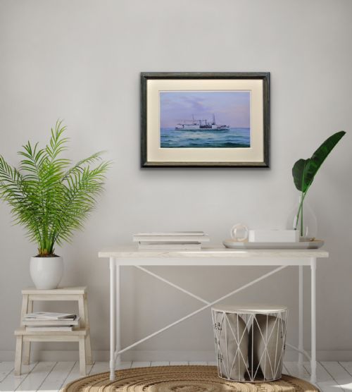 VINCENZO DESPOSITO 1886 1946 HMS NAIRANA ROYAL NAVY SEAPLANE CARRIER TASMANIA MELBOURNE FERRY FRAMED PAINTING OF FLEET AIR ARM AUSTRALIAN INTEREST - ADDITIONAL PHOTO 10