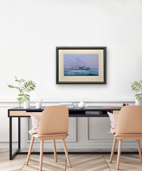 VINCENZO DESPOSITO 1886 1946 HMS NAIRANA ROYAL NAVY SEAPLANE CARRIER TASMANIA MELBOURNE FERRY FRAMED PAINTING OF FLEET AIR ARM AUSTRALIAN INTEREST - ADDITIONAL PHOTO 11