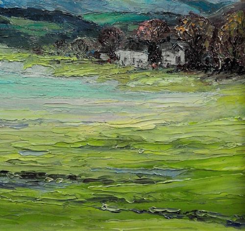 HELEN LAYFIELD BRADLEY 1900 1979 SUNSHINE SHADOWS ACROSS THE LEVEN ESTUARY 1965 FRAMED LAKE DISTRICT LANDSCAPE IMPASTO OIL PAINTING - ADDITIONAL PHOTO 8