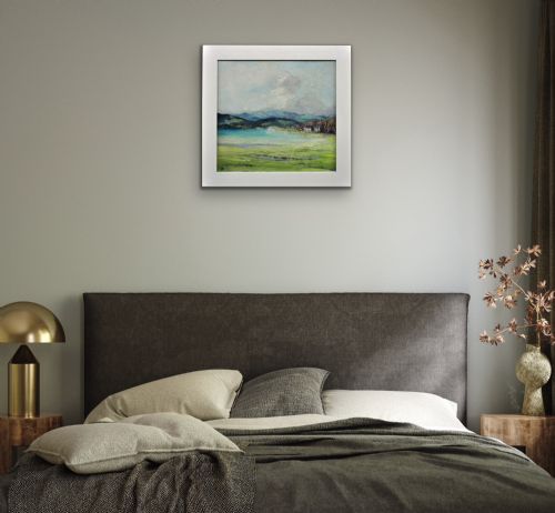 HELEN LAYFIELD BRADLEY 1900 1979 SUNSHINE SHADOWS ACROSS THE LEVEN ESTUARY 1965 FRAMED LAKE DISTRICT LANDSCAPE IMPASTO OIL PAINTING - ADDITIONAL PHOTO 10