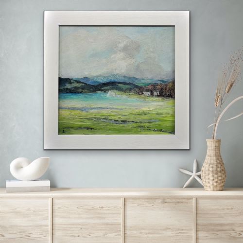 HELEN LAYFIELD BRADLEY 1900 1979 SUNSHINE SHADOWS ACROSS THE LEVEN ESTUARY 1965 FRAMED LAKE DISTRICT LANDSCAPE IMPASTO OIL PAINTING - ADDITIONAL PHOTO 14