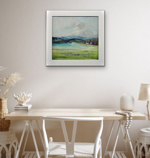 HELEN LAYFIELD BRADLEY 1900 1979 SUNSHINE SHADOWS ACROSS THE LEVEN ESTUARY 1965 FRAMED LAKE DISTRICT LANDSCAPE IMPASTO OIL PAINTING - ADDITIONAL PHOTO 21