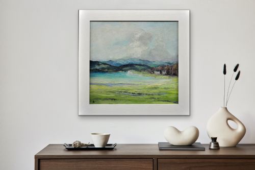 HELEN LAYFIELD BRADLEY 1900 1979 SUNSHINE SHADOWS ACROSS THE LEVEN ESTUARY 1965 FRAMED LAKE DISTRICT LANDSCAPE IMPASTO OIL PAINTING - ADDITIONAL PHOTO 27
