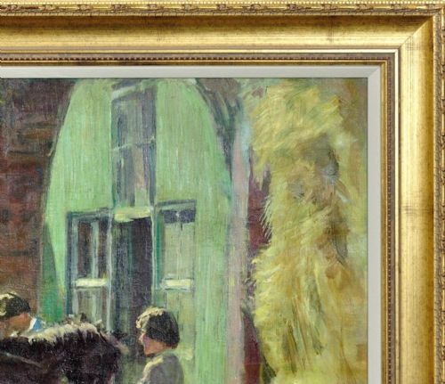 HARRY FRECKLETON 1890 1979 MILLY WITH MINSTREL FRAMED MID 20TH CENTURY BRITISH OIL PAINTING CHILDHOOD PONY IN THE STABLEYARD - ADDITIONAL PHOTO 4
