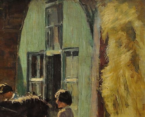 HARRY FRECKLETON 1890 1979 MILLY WITH MINSTREL FRAMED MID 20TH CENTURY BRITISH OIL PAINTING CHILDHOOD PONY IN THE STABLEYARD - ADDITIONAL PHOTO 6