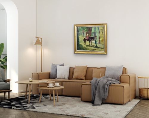 HARRY FRECKLETON 1890 1979 MILLY WITH MINSTREL FRAMED MID 20TH CENTURY BRITISH OIL PAINTING CHILDHOOD PONY IN THE STABLEYARD - ADDITIONAL PHOTO 25