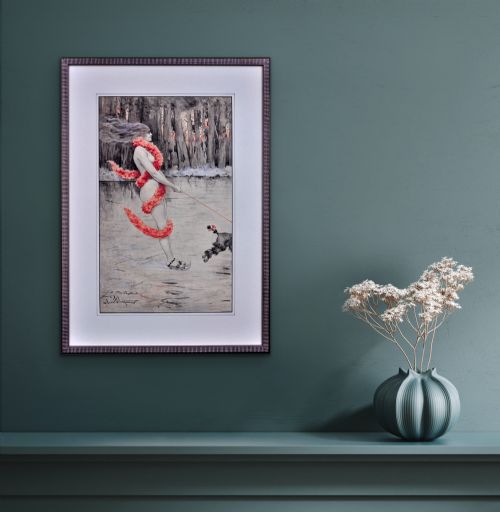 OSCAR WILSON 1867 1930 ENGLISH THE LADY OF THE LAKE FRAMED ART NOUVEAU DECADENT WATERCOLOUR PAINTING - ADDITIONAL PHOTO 20