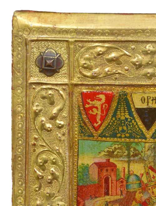 ICILIO FEDERICO JONI 1866 1946 PAINTED WOOD TAVOLETTE BOOK COVER BINDING THE SIENESE BICCHERNA AESTHETIC FRAMED - ADDITIONAL PHOTO 9